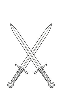 Two crossed swords with dotted lines isolated on transparent background