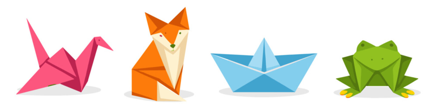 Origami animals and boat collection, a playful and colorful assortment of paper crafts