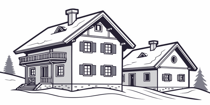 a large house with a smaller house next to it Vector