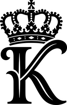 Royal crest with a crown and the letter k Vector