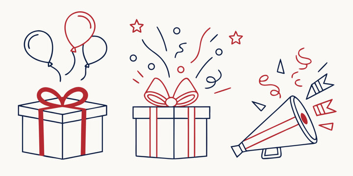 a celebration with gifts and a megaphone Vector