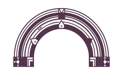 Fototapeta premium Abstract geometric archway design on dark background