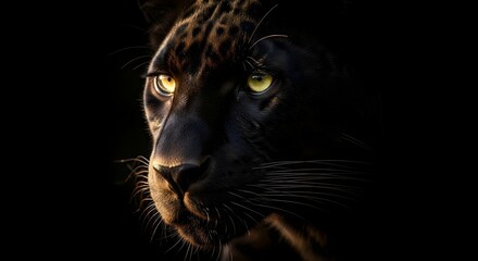 Black Panther Intense Gaze Emerging from Darkness