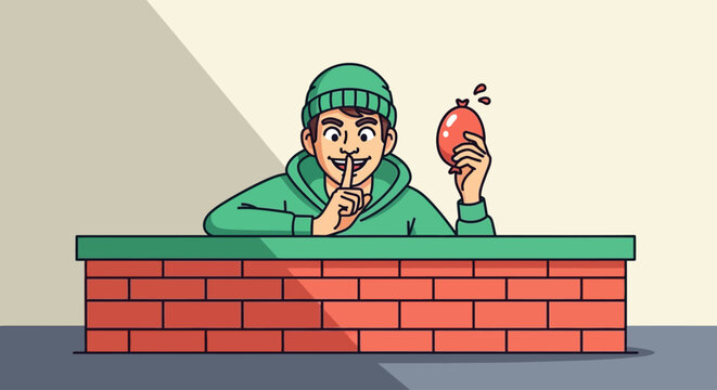 Man in green pranks on April Fool's Day with red egg