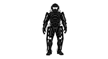 Fototapeta premium Futuristic Exoskeleton Suit Illustration on White Background.