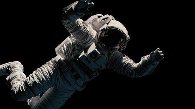 Astronaut Drifting in the Void: A lone astronaut floats weightlessly against the backdrop of the cosmos, clad in a pristine spacesuit, evoking the mystery and solitude of space exploration.
