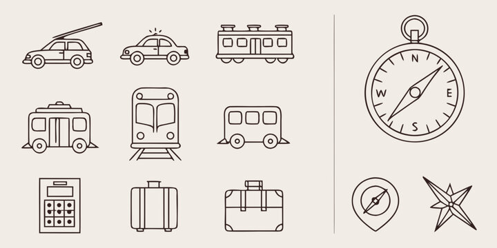 various travel related icons and symbols Vector