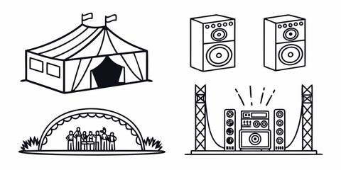 a set of festival stage and tent icons Vector © BOY