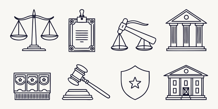 a collection of legal and justice related icons Vector