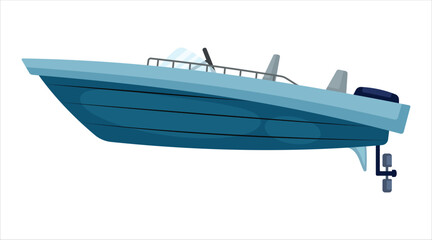 Fototapeta premium Blue motorboat illustration for water travel and sport design Vector