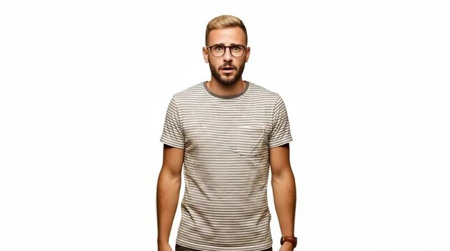 A confused man shrugs his shoulders in a gesture of uncertainty