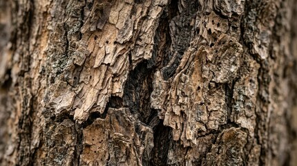 Obraz premium Close-up of Rugged Tree Bark Texture in Nature
