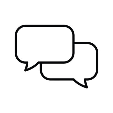 Two overlapping speech bubbles depicted in a simple black outline style