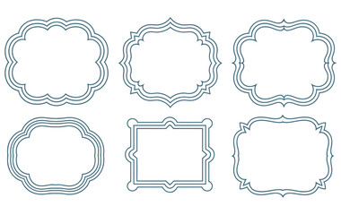 Fototapeta premium Set of Six Vintage Decorative Frames Featuring Elegant Curved Borders Classic and Sophisticated Design Elements Vector Illustration for Invitations, Posters, Greeting Cards, and Graphic Artwork