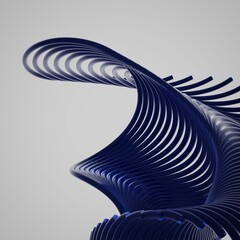 Abstract blue spiral wave, futuristic 3D ribbon flow, modern technology background