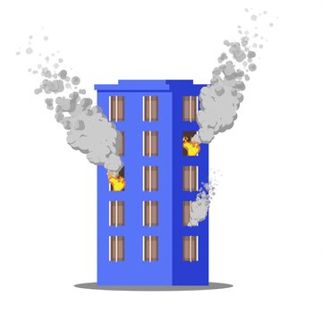 Building on Fire Motion Design with Flames and Smoke Animation, Transparent Background