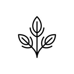Obraz premium Simple black and white line drawing of a leafy sprig