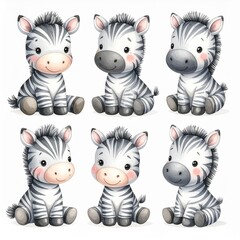 Fototapeta premium Vintage Aquarell-Plüschzebra Set 