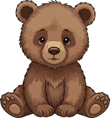 Cute Baby Bear Cartoon Vector Illustration, Adorable Teddy Bear Character Sitting Isolated on White Background © JahirulIslam