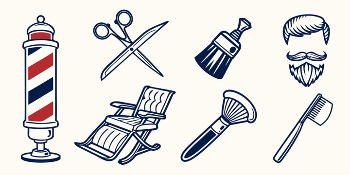 barber shop tools and accessories Vector