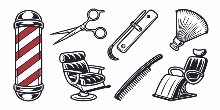 a collection of barber tools and equipment Vector