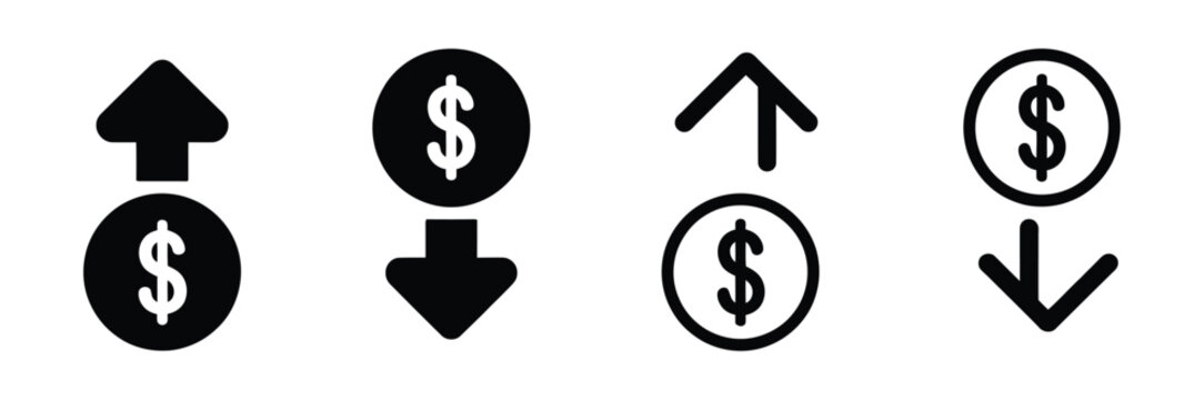 Dollar Increase Decrease Arrow Finance Icon Vector