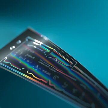 Microchip Structure: A close-up shot reveals an intricate microchip structure with dazzling diffraction patterns, showcasing the delicate complexity of modern technology and innovation.