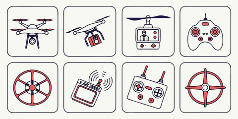 icons of drones and drone parts Vector © Ghgs