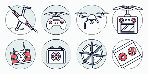a collection of drone related icons and symbols Vector © Ghgs