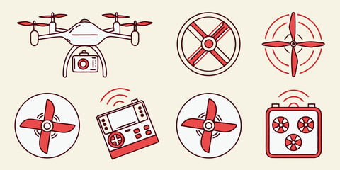 a collection of drone related icons and symbols Vector © Ghgs