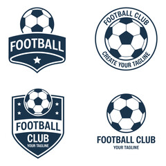 set of soccer logo or football club badge with shield background, modern sport emblem collection for team branding, tournament identity, league badge design, vector illustration. © SHORIF VTZ