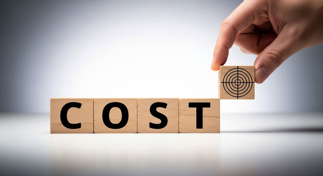 The cost of hitting the target is shown with wooden blocks