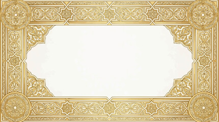 Ornate gold frame with intricate floral patterns and symmetrical design perfect for elegant invitations or decorative borders