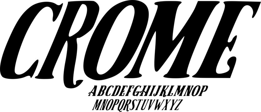 CROME Elegant Retro Serif Font Alphabet &ndash; Bold Slanted Display Typeface with Classic Vintage Style for Fashion Branding, Logo Design, Editorial Headlines, Posters, Packaging, and Premium Typography