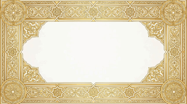 Ornate gold frame with intricate floral patterns and symmetrical design perfect for elegant invitations or decorative borders