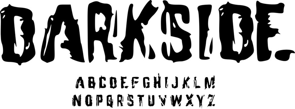 Darkside Horror Drip Display Font &ndash; Creepy Distorted Typeface with Melted Ink Letterforms for Halloween Posters, Horror Movie Titles, Metal Band Logos, Dark Gaming Graphics & Spooky Typography Design