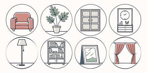 a collection of home furniture icons Vector © rabbi