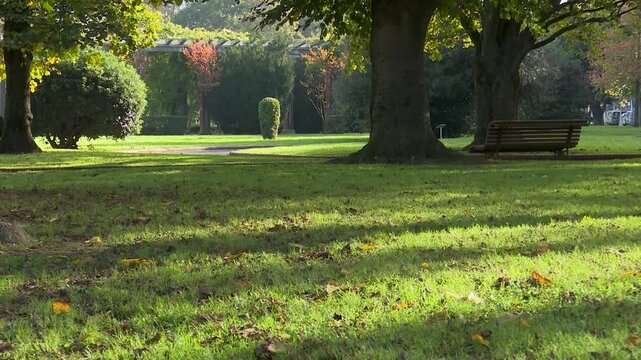 Urban park in Bilbao with gardens, fountains, trees, pergolas, and monuments. Green public space offering a peaceful environment where nature and city design meet.