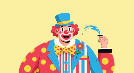 Naklejka premium American clown performs at a lively circus on a sunny day
