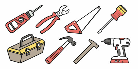 Obraz premium a collection of tools for various tasks and projects Vector