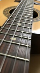 Obraz premium Close-up of acoustic guitar neck.