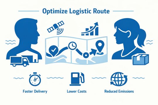Optimize logistic route enhancing efficiency through real time navigation tools and data analytics while ensuring faster delivery lower costs and reduced emissions