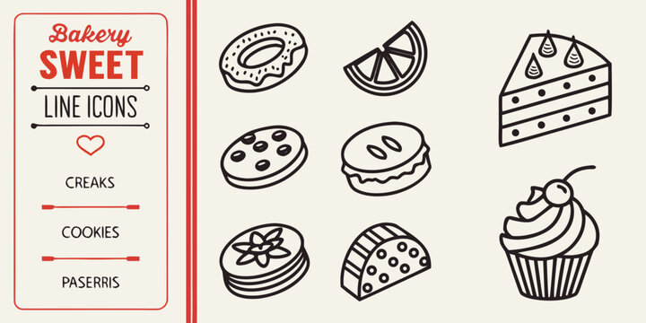 a set of sweet treats and a menu card Vector