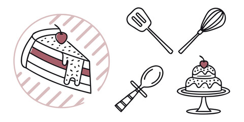 a slice of cake with a red berry on top Vector © RABBY MIA