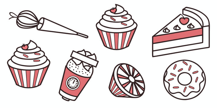 a collection of sweet treats and desserts Vector