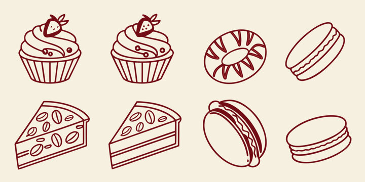 a collection of various sweet baked goods Vector