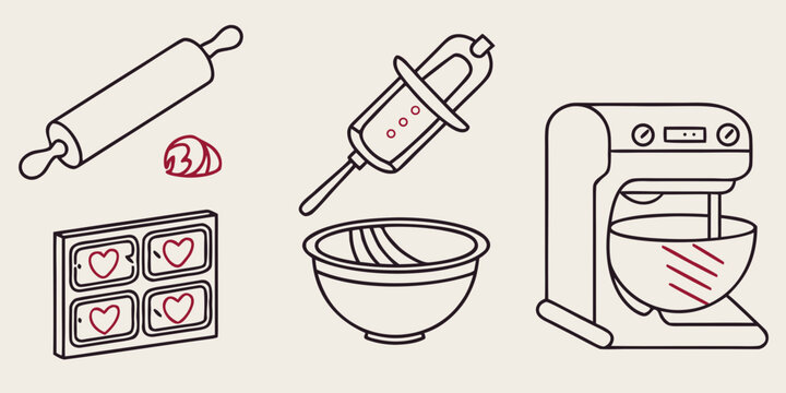 baking tools and equipment for cake making Vector