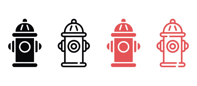 Fire hydrant silhouette icons water hydrant symbol vector
