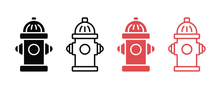 Fire hydrant icons silhouette water hydrant symbols vector