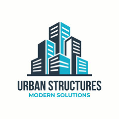 Fototapeta premium The logo portrays urban skyscrapers, symbolizing growth, modernity, and contemporary architecture, perfect for real estate companies that focus on innovative urban development.